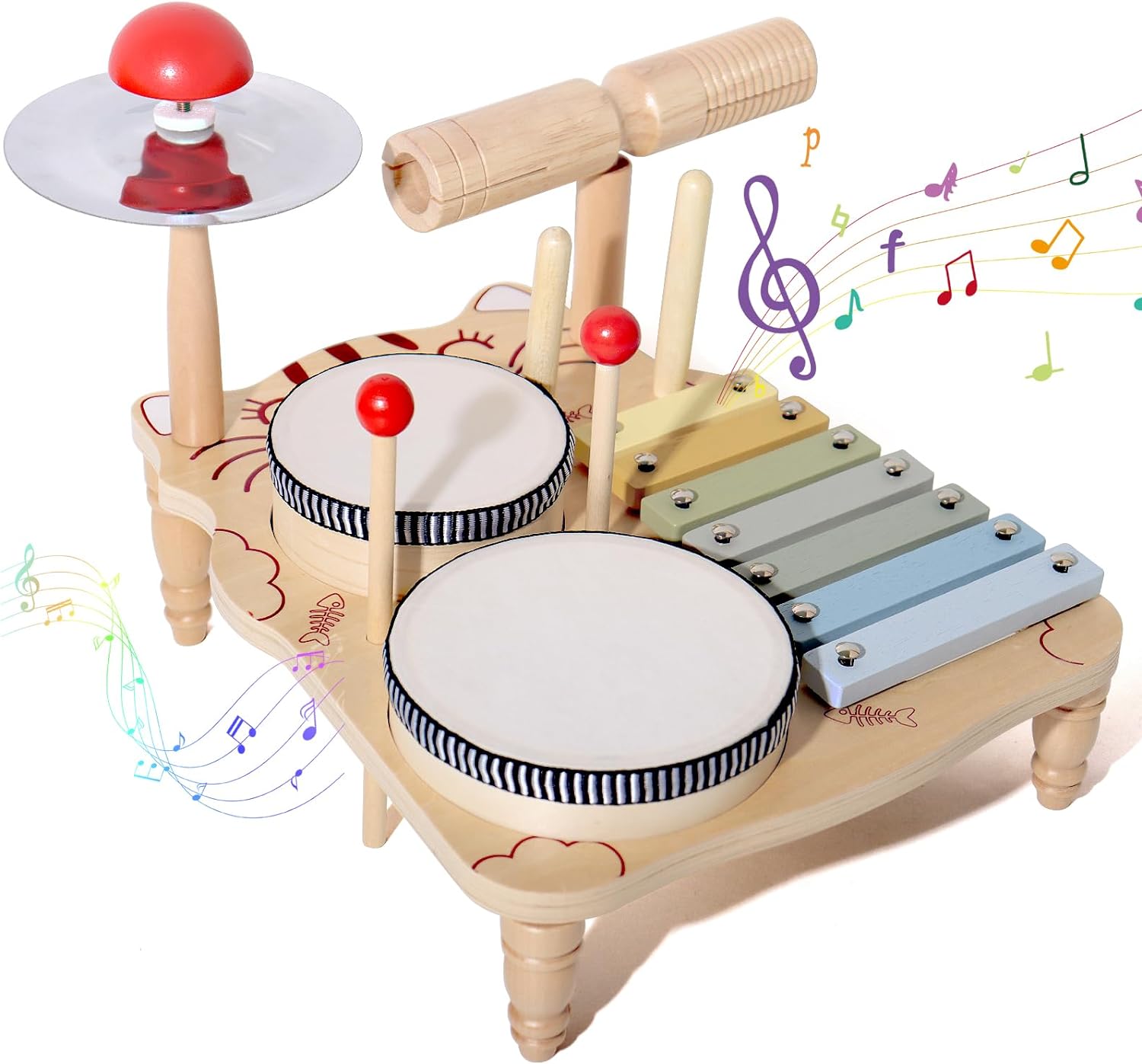 Musical Instrument Harmonium - Holz Xylophon Schlagzeug für Kleinkinder, Montessori