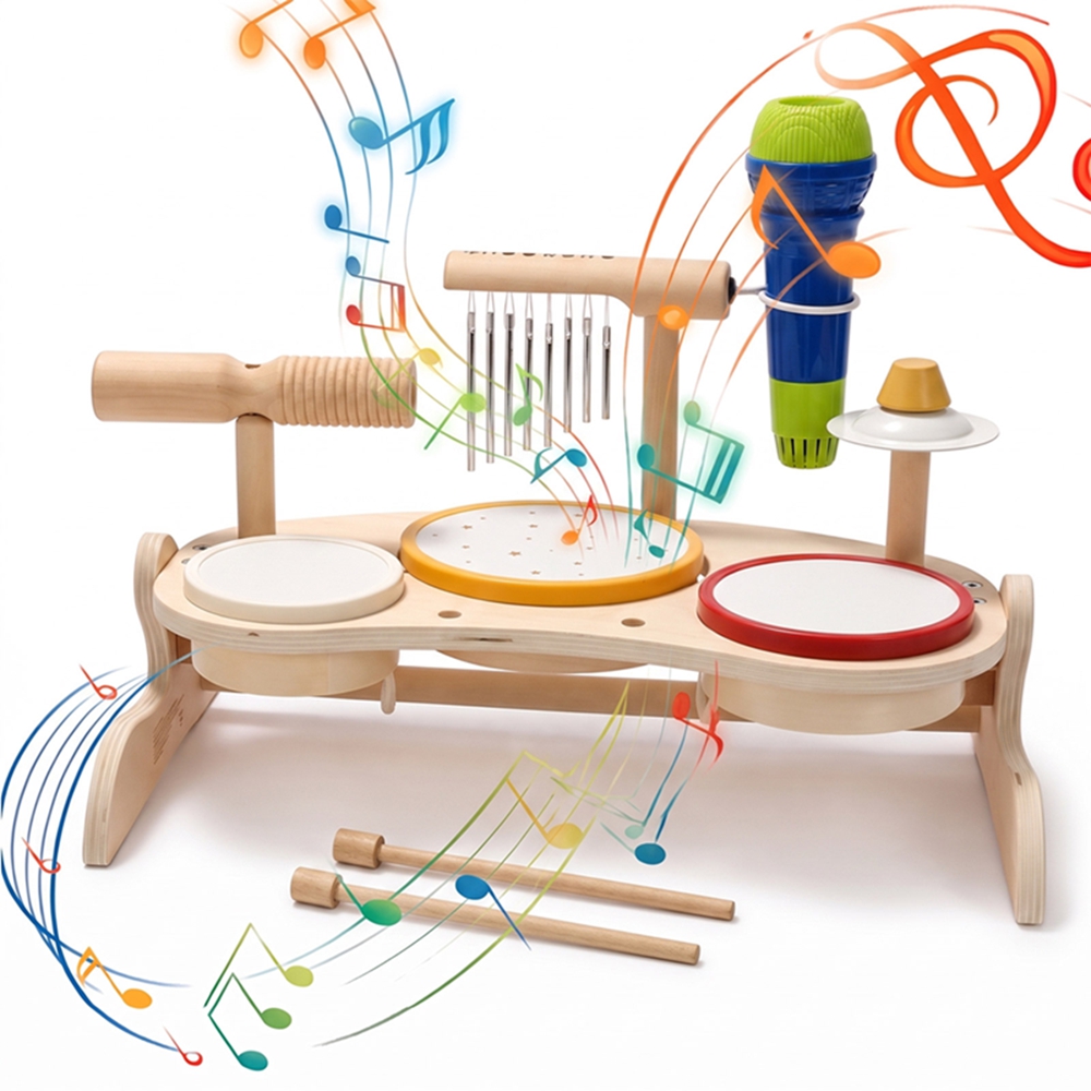 Musical Instrument Harmonium - Kinder Holztrommel-Set Musikspielzeug Montessori Pädagogisches Percussion-Instrument