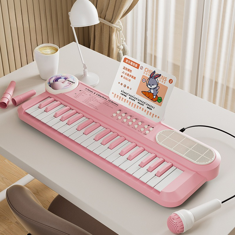 Musical Instrument Harmonium - 37-Tasten Elektronisches Kinderklavier mit Mikrofon, Musik-Lernspielzeug,