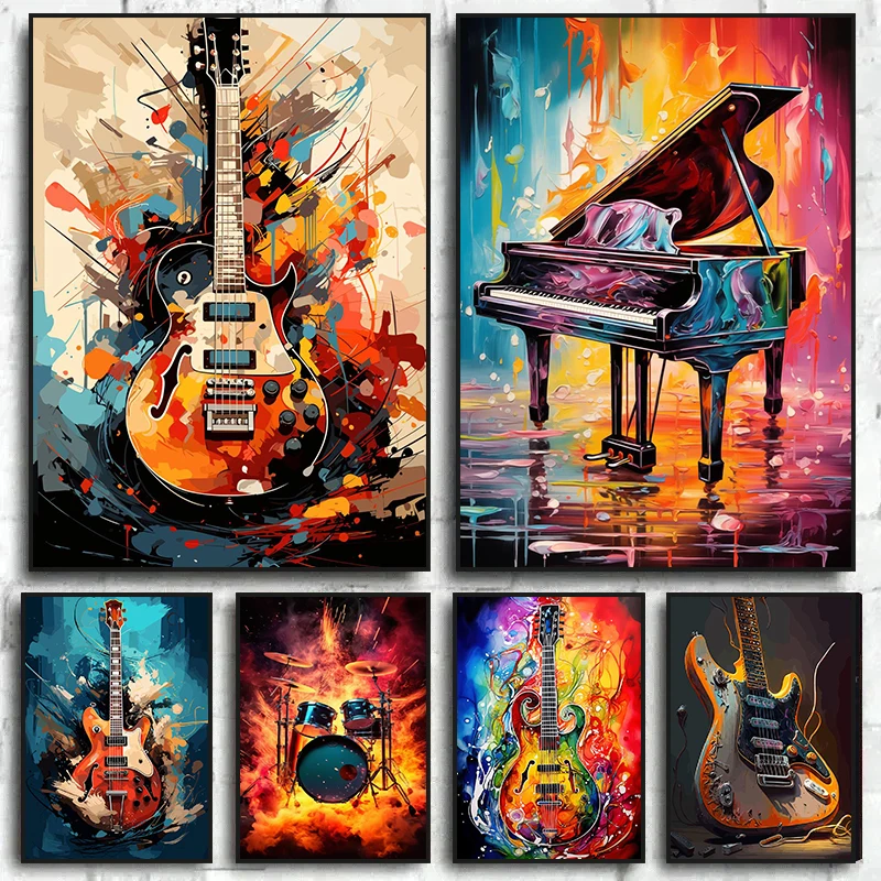 Abstrakte Farbenfrohe Kunst Mu – Picture Of Musical Instrument Bewertung und Preis