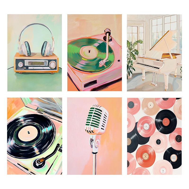 (Ohne Rahmen) Retro-Musikposte – Picture Of Musical Instrument Bewertung und Preis
